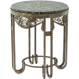 Paul Kiss Wrought Iron And Green Marble Art Deco Gueridon Console Side Table