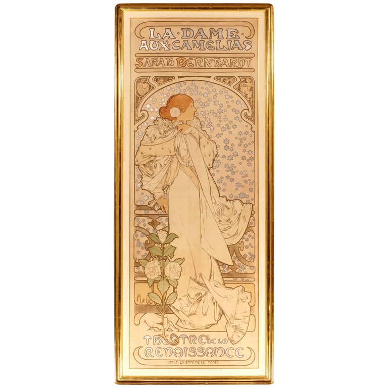 Alphonse Alfons Mucha Sarah Bernhardt Dame Dame aux Camelias Poster & FREE Print 