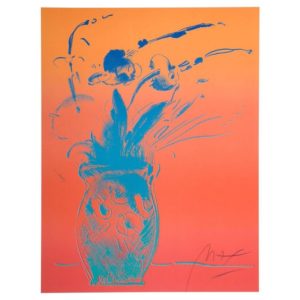 Peter Max Blue Vase Original Signed and Stamped Lithograph, 1981
