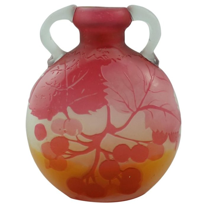 Emile Galle Berries Cabinet Vase with Applied Handles