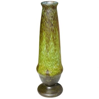 Tall Varigated Art Deco Daum Nancy Green Vase, 1920