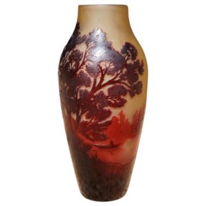D’Argental Paul Nicolas Art Nouveau Cameo Scenic Art Glass Vase, 1910