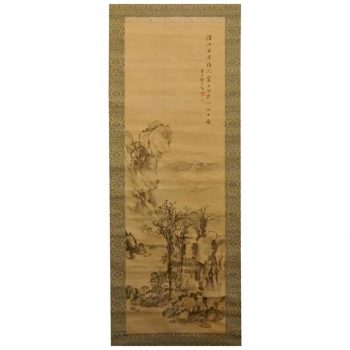 18th Century Chinese Landscape Ink on Silk Scroll Painting