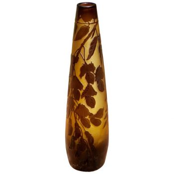 D’Argental Art Nouveau Cameo Hanging Flowers Vase