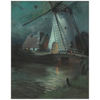 George Ames Aldrich Windmill and Figures in Moonlight, 1905