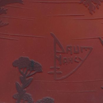 Monumental 26 Inch Daum Nancy Cameo Acid Etched Red Landscape Vase, 1900