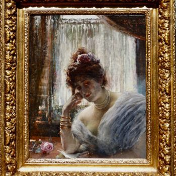 Edouard Frederic Wilhelm Richter Oil Painting of a Lady Reading a Letter