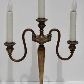 Pair of Tiffany Studios New York Bronze Candelabrum Lamps, 1890