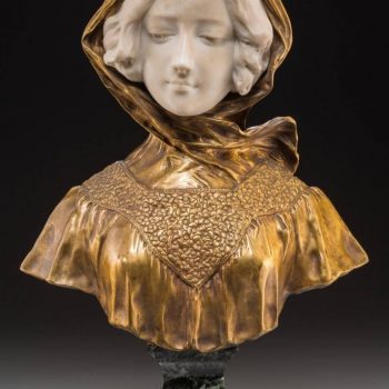 Affortunato Gory Italian Bronze and Marble Bust of a Woman