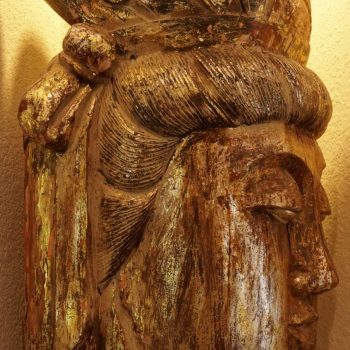 Large Gilt Buddha Head Wood Carved, 19th Century