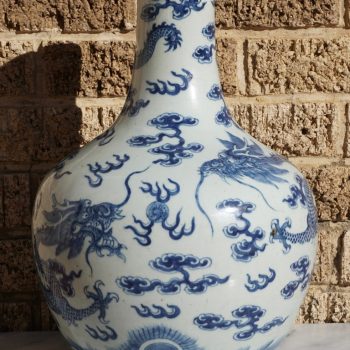Qing Dynasty Blue and White Imperial Ming Style Dragon Vase