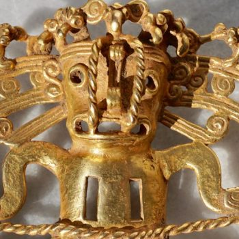 Pre Columbian Gold Shaman with Monkeys Pendant Diquís A.D. 1000-1500
