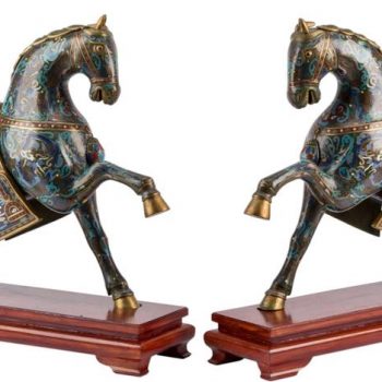 Chinese Cloisonné Horses on Stands
