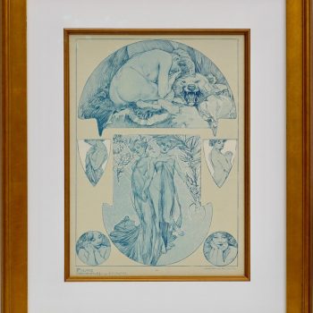 Alphonse Mucha collotype, plate 18 from “Figures Decoratives,” 1905