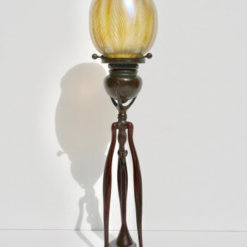 Tiffany Studios Bronze and Favrile Candlestick Lamp, 1900