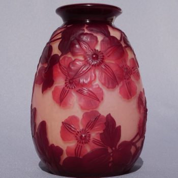 Emile Galle Blownout Red and Pink Clematis Flower Vase
