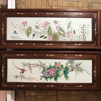 Large Pair of Chinese Republic Liu Yucen Signed Porcelain Painted Plaques, 1928