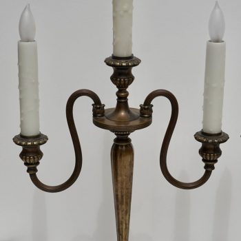 Pair of Tiffany Studios New York Bronze Candelabrum Lamps, 1890