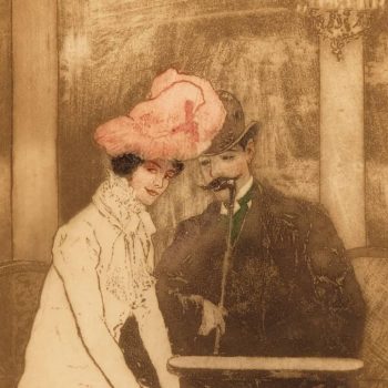 Richard Ranft Art Nouveau Aux Folies Bergere Etching, 1900