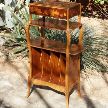 Signed Louis Majorelle French Marquetry Etagere Music Cabinet, 1900