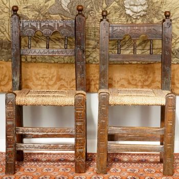 Two 17th Century Spanish Moorish Side Chairs