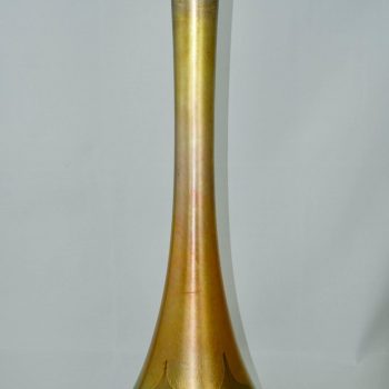 Monumental Louis Comfort Tiffany Favrile Pull Feathered Decorated Vase
