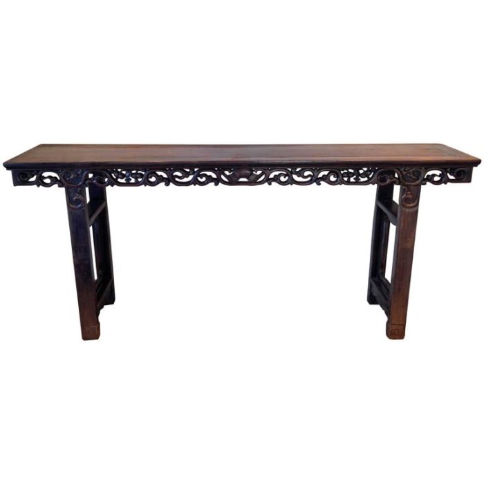 Chinese Altar Table 19th Century Qing 8 FT Long Mahogany Wood
