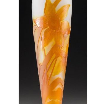 Monumental Emile Galle Art Nouveau Fire Polished Daffodil Vase. 1907