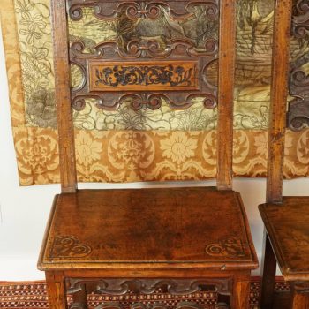 17th Century Pair of Lombardian Italian Swiss Carved Chairs