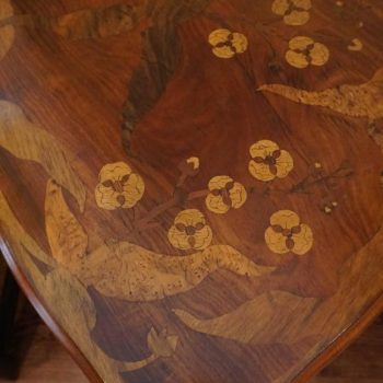 Art Nouveau Marquetry Gueridon Table Stand with Dragonflies, circa 1900