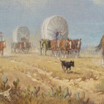 G. Harvey Cowboys “Crossong the Texas Plains” Early Painting 1968