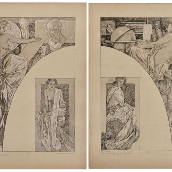 Two Alphonse Mucha Lithograph Posters from Figure Decoratives, 1905