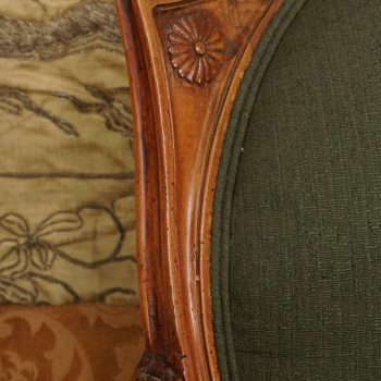French Louis XVI Walnut Upholstered Armchair Fauteuil, Late 18th Century