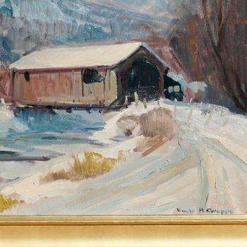Emile Albert Gruppe ‘Mass 1896-1978’ “Covered Bridge” Snow Painting