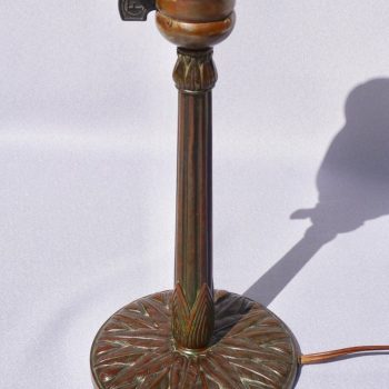 Tiffany Studios New York 626 Bronze and Favrile Feather Pulled Lamp
