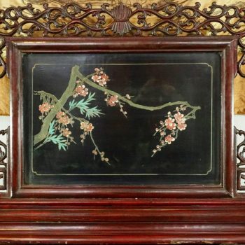 Pair of Large Chinese Republic Period Hardstone Jade Mounted Reversible Screens