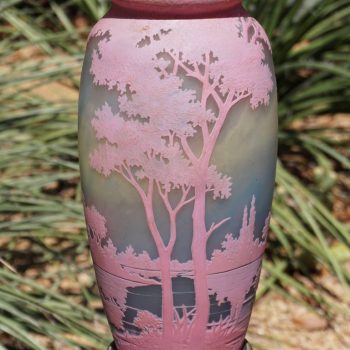 Daum Nancy Cameo Landscape Pink Vase Lamp