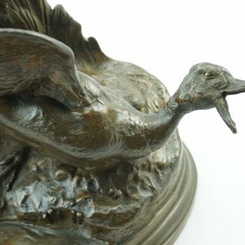 Pierre Jules Mene Spaniel Capturing a Duck Bronze