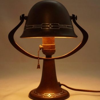 Heintz Bronze Silver Overlay Arts & Crafts Table Lamp