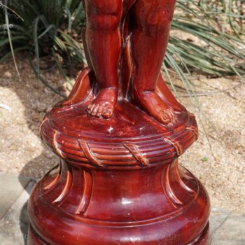 19th Century French Oxblood Massier Cherub Jardiniere Pedestal