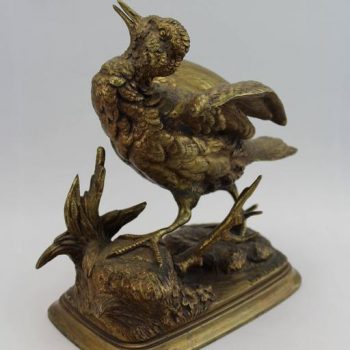 Paul Edouard Delabrierre Animalier Gilt Bronze Bird, circa 1860