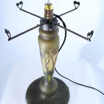 Monumental Daum Nancy Cameo Scenic Lamp, circa 1900