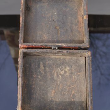 18th Century Tibetan Lotus Buddha Polychrome Wood and Iron Box