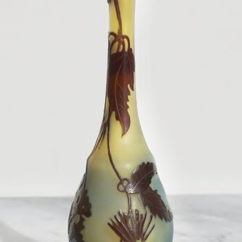 Emile Galle Art Nouveau Cameo Yellow Blue Footed Vase