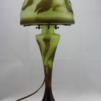 Emile Galle Cameo Art Nouveau Lamp, circa 1900