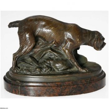 Louis Carvin French Bronze of a Hunting Dog, circa 1920