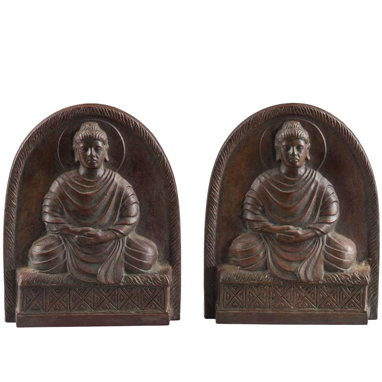 Tiffany Studios Bronze Buddha Bookends, circa 1900