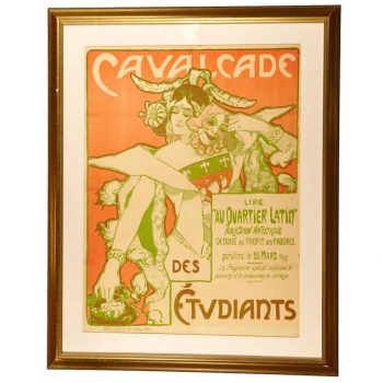 Louis Oury, circa 1897 Art Nouveau Poster, Cavalcade Des Etudiants