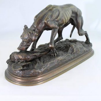 Jules Moigniez Bronze Sculpture of a Pointer and Pheasant, 19th Century