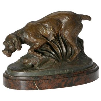 Louis Carvin French Bronze of a Hunting Dog, circa 1920